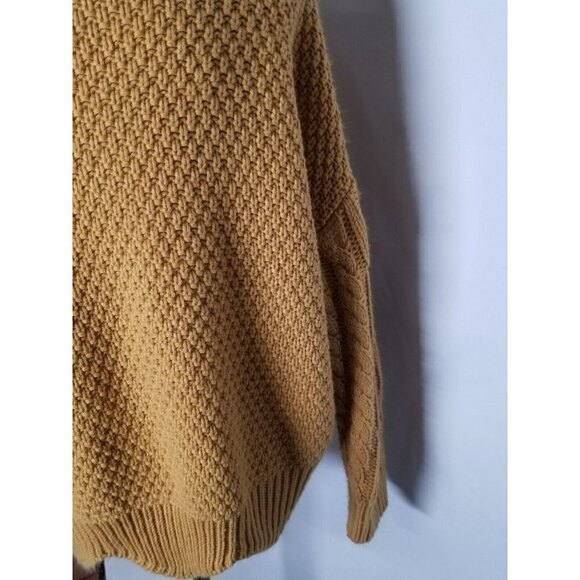 ces femme Sweater size small chunky cable knit mustard mango fuzzy turtle neck - Picture 8 of 14